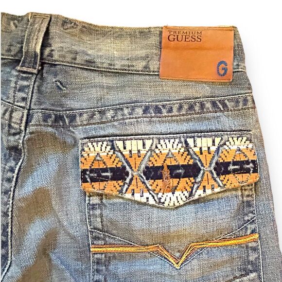 Vintage Guess Premium Blue Jeans Embroidered Mens 33 Limited Edition Made in USA - Picture 5 of 15